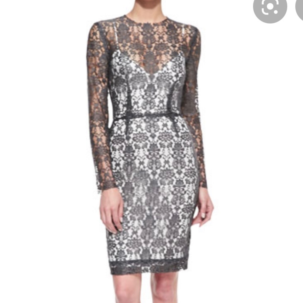L’agence Grey and White Lace Dress